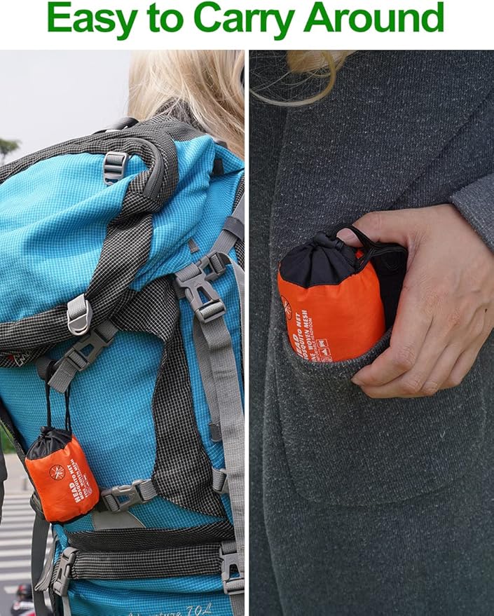 Wohohoho Mosquito Head Net Mesh with Drawstring, Bug Face Netting for Hats, Mesh Face Shield for Men & Women