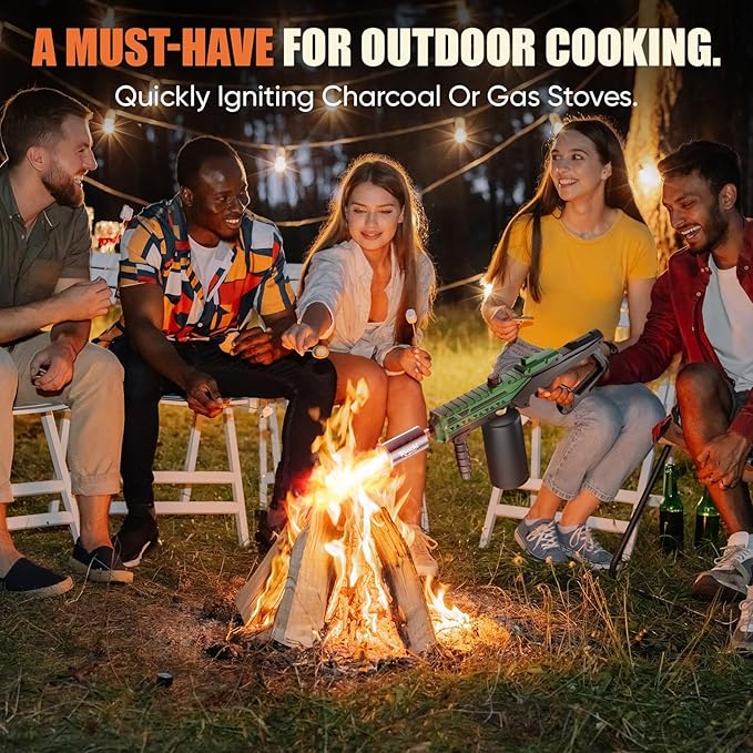 Propane Torch Gun | Adjustable Flame Thrower Gun | Gas Welding Kits Cooking Torch for BBQ, Searing Steak, Welding, Campfire & Charcoal (Propane Tank Not Included)
