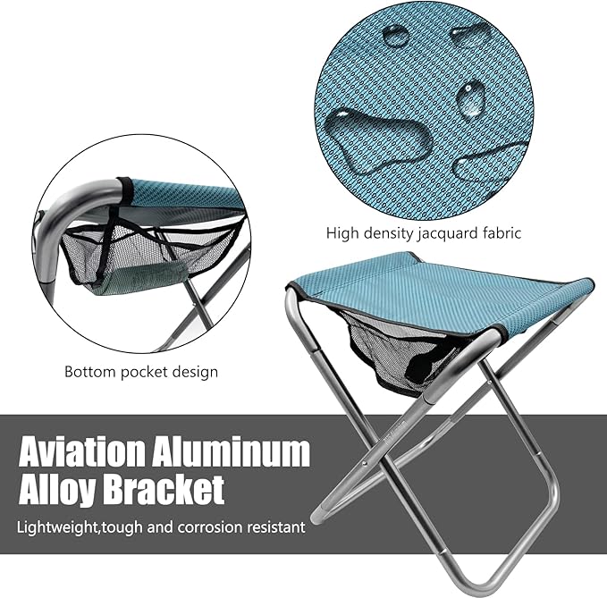 16 Inch Tall Portable Folding Camping Stool - Aluminum Alloy Lightweight Seat With Carry Bag for Fishing, Outdoor Camping, Hiking and BBQ - Red