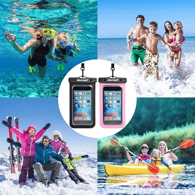 Hiearcool Universal Waterproof Case, Waterproof Phone Pouch Compatible for iPhone 16 15 14 13 Pro Max XS Plus Samsung Galaxy S22 Cellphone Up to 8.3", IPX8 Cellphone Beach Bag for Travel - 2 Pack