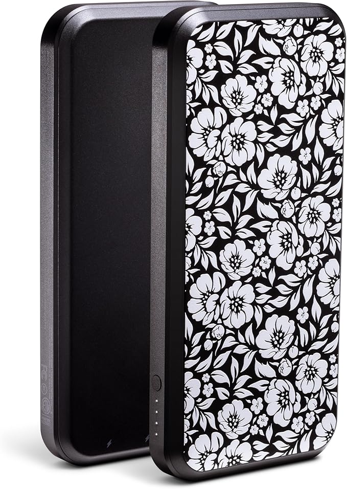 Mophie powerstation prime10 - Portable Power Bank with 10,000mAh Internal Battery, 18W USB-C PD Fast Charging, Charge 3 Devices Simultaneously, LED Power Indicator - White Floral