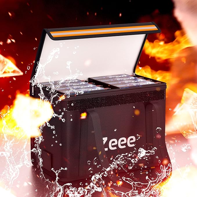 Zeee Lipo Battery Bag Fireproof Explosionproof Safe Bag Extra Large Capacity Lipo Battery Storage Guard Safe Pouch for Charge & Storage(14.17 * 7.87 * 9.84in) - Large Size