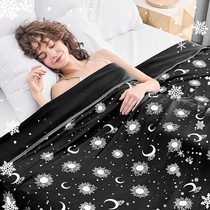 inhand Cooling Blanket Twin Size (60"x80") - Cooled Blankets for Hot Sleepers Lightweight Breathable Summer Blanket for Sleeping Night Sweats to Keep Cool in The Heat -Midnight Black
