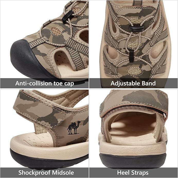 CAMELSPORTS Men's Hiking Sandals Closed Toe Outdoor Beach Sandal Waterproof Sport Fisherman Sandals Water Shoes