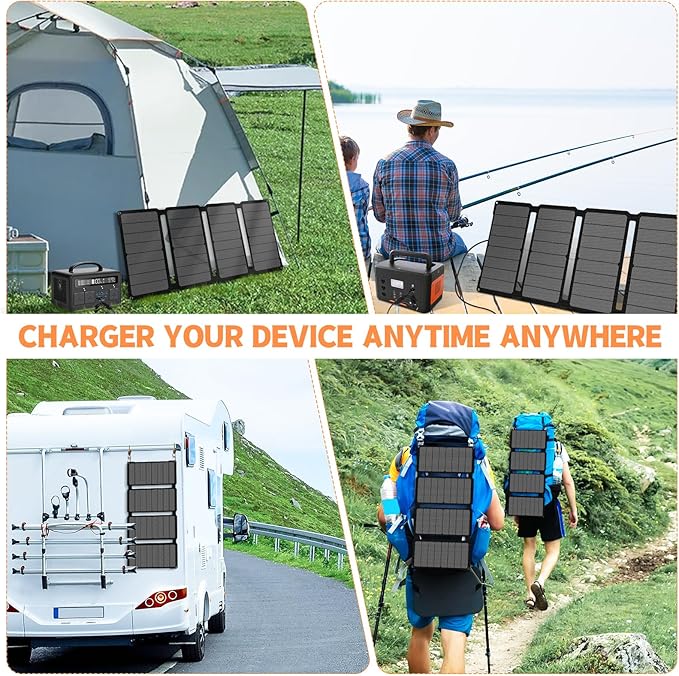 [Upgraded] Foldable Solar Panels 50W Portable Solar Panel Charger 3 Output Ports (USB-A USB-C DC) Folding Solar Panel for Camping Hiking RV Outdoor Activities