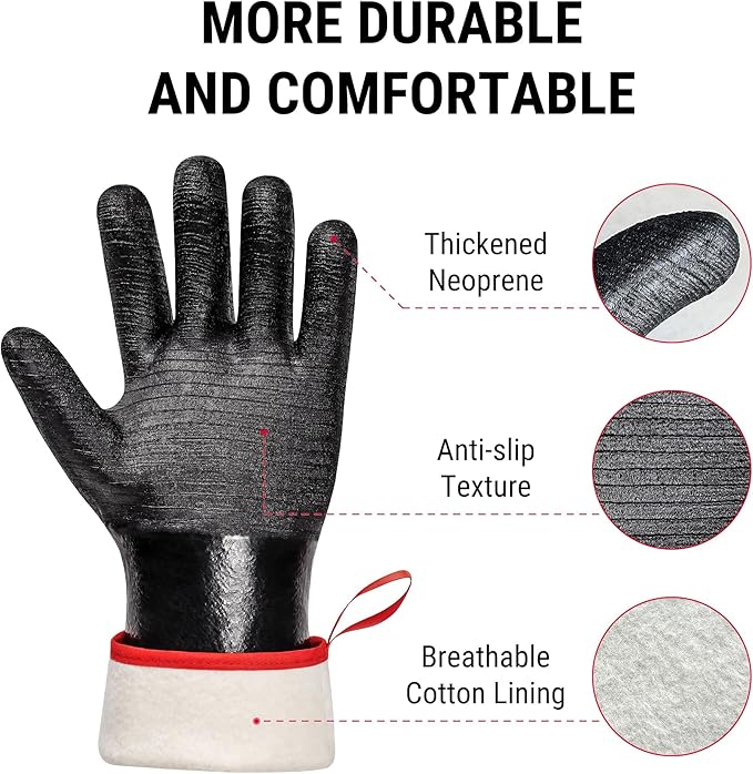 ThermoPro 932°F Heat Resistant BBQ Gloves, 14" Waterproof Oven & Grill Gloves, Oil & Slip-Resistant Neoprene Heat Gloves for BBQ, Fire Pit, Rotisserie, Smoker Accessories Gifts for Men and Women