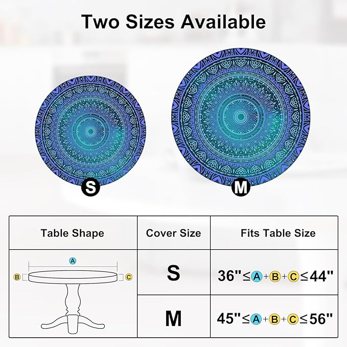 Round Tablecloth Fitted Elastic Table Cover Waterproof Table Cloth for Dinner, Party, Picnic,Camping, Round Table Cover for Indoor Outdoor