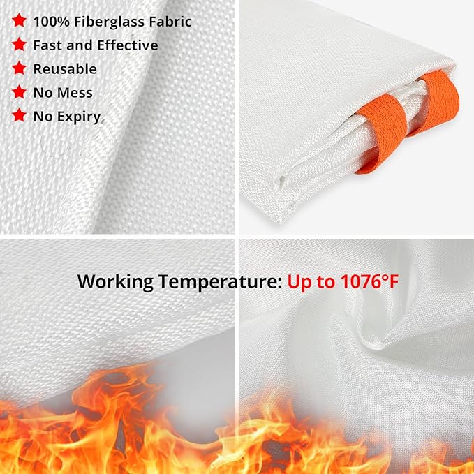 SecuCaptain Emergency Fire Blanket for Home and Kitchen - 4 Pack 40"x40" Flame Supppression Fiberglass Fire Blankets for House Camping Car Office Warehouse Survival Safety