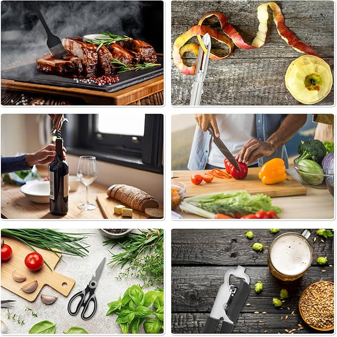 Essential Camping Utensils Set, Campers Mess Gear Kit, Portable Stainless Steel Kitchen Accessories, Must Have Car Travel Cutlery, Cookware Cooking Tools Equipment, Outdoor Survival for Men and Women