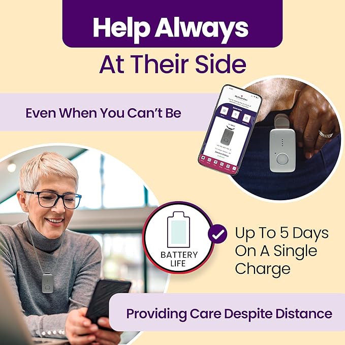 Medical Guardian MGMini | Medical Alert Device for Seniors | Water-Resistant, Emergency Call Button, 24/7 Monitoring, Step Counter, GPS Tracking | Monthly Subscription Required | Silver
