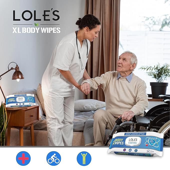 LOLE'S Body Wipes for Adults Bathing No Rinse XL – Bath Wipe for Adult - 96 Count - 2x48, Extra Large – Shower Wipes – Camping, Travel, Gym, Elderly Care, Women & Men – Fresh & Moisturizing