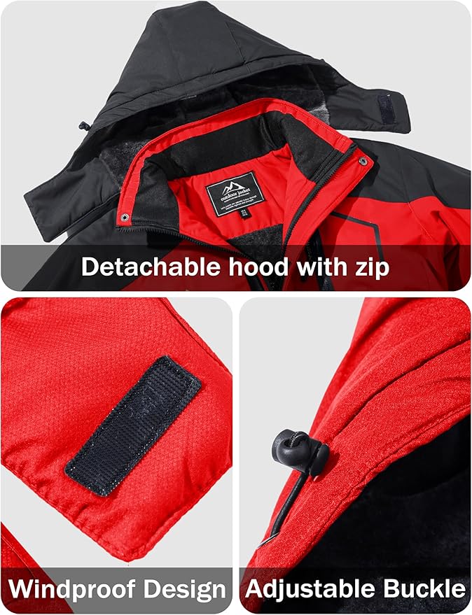 MAGCOMSEN Men's Winter Coats Water Resistant Ski Snow Jacket Warm Fleece Jacket Parka Raincoats With Multi-Pockets