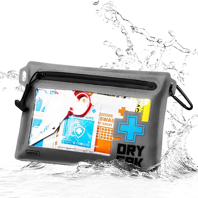 EVERLIT Ultralight Waterproof First Aid Kit, Boat First Aid Kit, Marine Medical Kit for Boating, Kayak, Backpacking, Hiking, Camping, Emergency Kit (Grey)