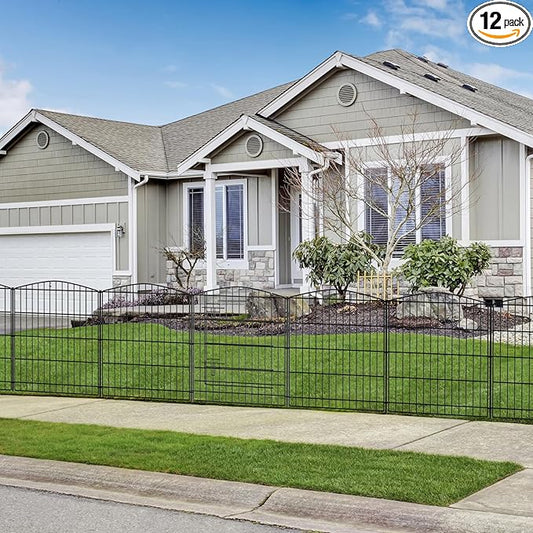 INJOPEXI Garden Fence 12 Panels 23.6ft (L)×30in (H) Decorative Garden Fences with 11 Panels + 1 Gate, No Dig Animal Barrier Fencing Rustproof Metal Wire Temporary Dog Fence Border for Outdoor Yard