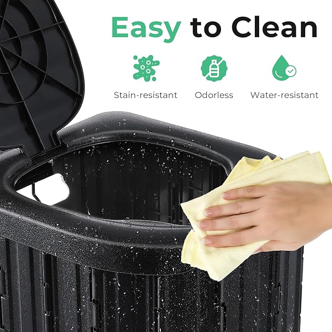 Camping Toilet, Portable Toilet for Adults, Camp Toilet with Handbag, Travel Potty for Camping, Hiking, RoadTrip, Car, Tent, Truck Drivers (black-15.7''H)