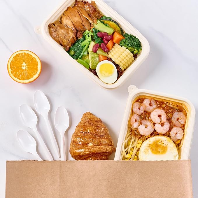 FOCUSLINE 2000 Pack White Plastic Spoons Bulk, Heat Resistant Disposable Teaspoons, Plastic Silverware for Take out Restaurants, Parties, Picnics, Travel & Any Events