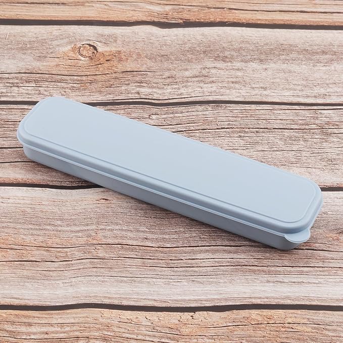 OriGlam 1pcs Portable Flatware Box Travel Tableware Storage Case Box, Utensil Case Flatware Storage Box for Cutlery Kit, 9.84 x 2.40 inch (Blue)