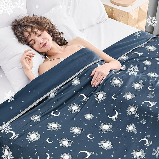 inhand Cooling Blanket Queen Size (90"x90") - Cooled Blankets for Hot Sleepers Lightweight Breathable Summer Blanket for Sleeping Night Sweats to Keep Cool in The Heat -Navy