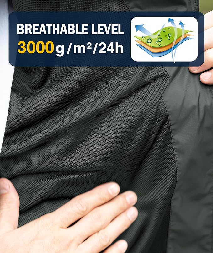 SWISSWELL Rain Jacket Men Waterproof Windbreaker, Lightweight Hooded Raincoat for Daily Casual