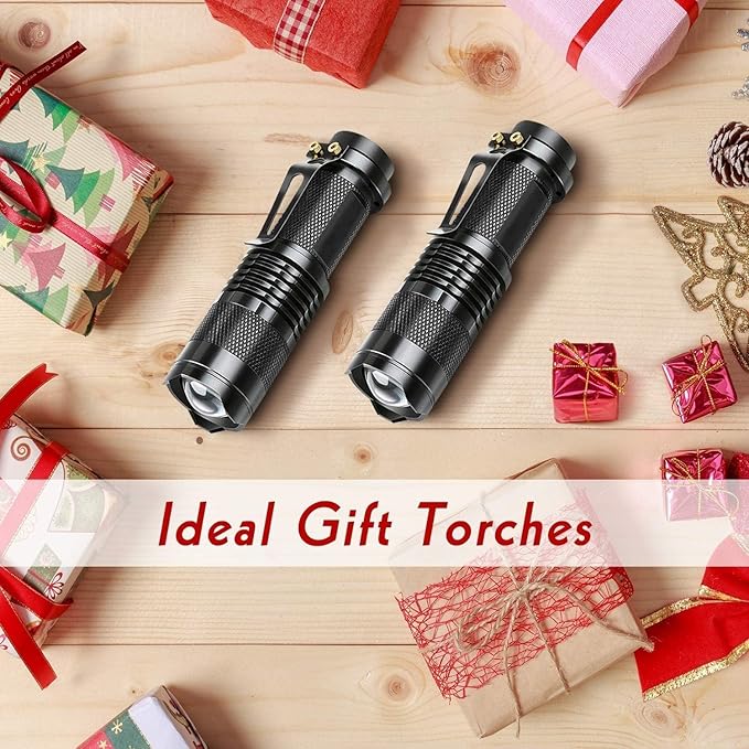 LETMY Tactical Flashlight, Super Bright LED Mini Flashlights with Belt Clip, Zoomable, 3 Modes, Waterproof - Best EDC Flashlight for Gift, Hiking, Camping, Hurricane & Power Outage (4 Pack)