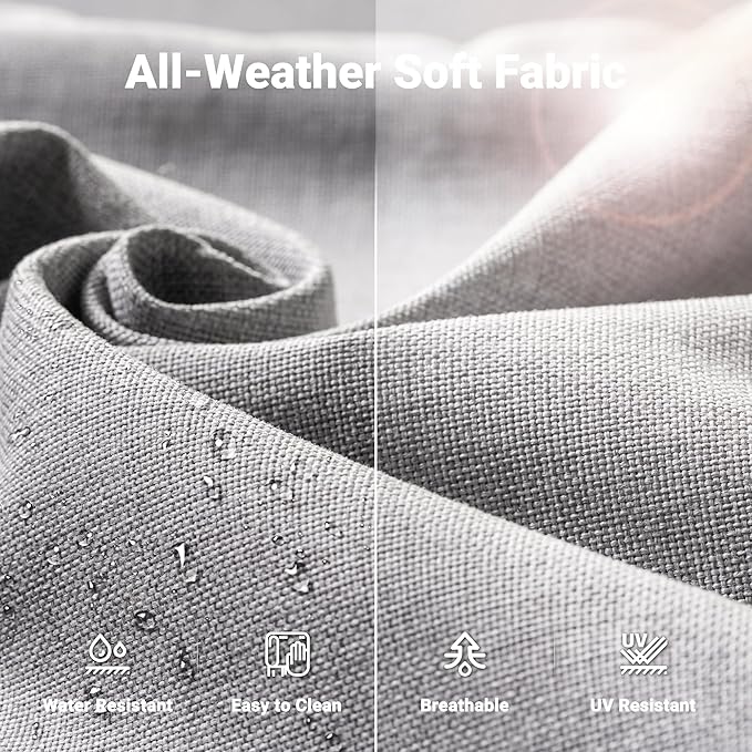 ovios 6 Pieces Patio Furniture Set with 42" Fire Pit Table, Outdoor Wicker Sofa with Comfy Cushions, All Weather High Back Rattan Couch Conversation Set, Grey