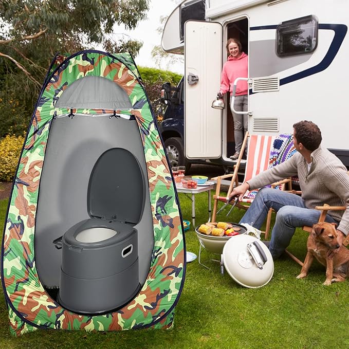 Outvita Portable Toilet, Outdoor Lightweight Porta Potty with Detachable Inner Bucket Removable Toilet Paper Holder for Camping Boat RV Hiking Living Room