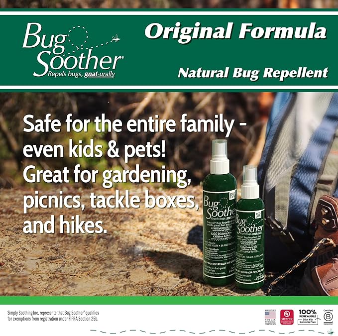 Bug Soother Spray (4 bottle, 2 oz) - Natural Mosquito, Gnat and Insect Deterrent & Repellent with Essential Oils - 100% DEET-Free Safe for Adults & Environment - Made in USA - Includes 1 bottle 1 oz
