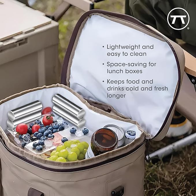 Outset Stainless Steel Cylinder Ice Packs, Set of 2 Reusable Travel Coolers, 6.3" x 1.6”