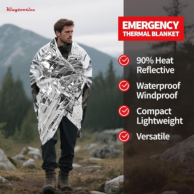 Emergency Blanket 4-Pack, Mylar Survival Blanket