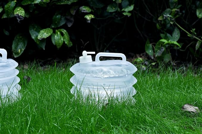 AceCamp Accordion Jerrycans, Collapsible Water Container, Drinking Water Carrier Jug with Spigot, Food Grade PET, Camping, Hiking, Backpacking, Outdoor, Flat Convenient Storage (5 Liter)