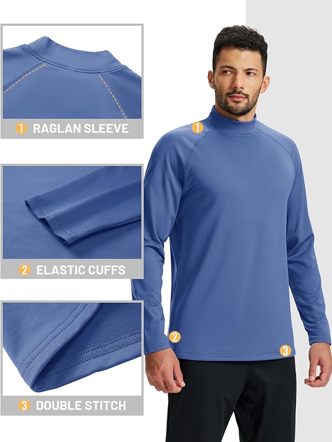 TACVASEN Mens Thermal Fleece Shirt Mock Turtle Neck Base Layer Long Sleeve Athletic Warm Undershirt Winter Running Tops