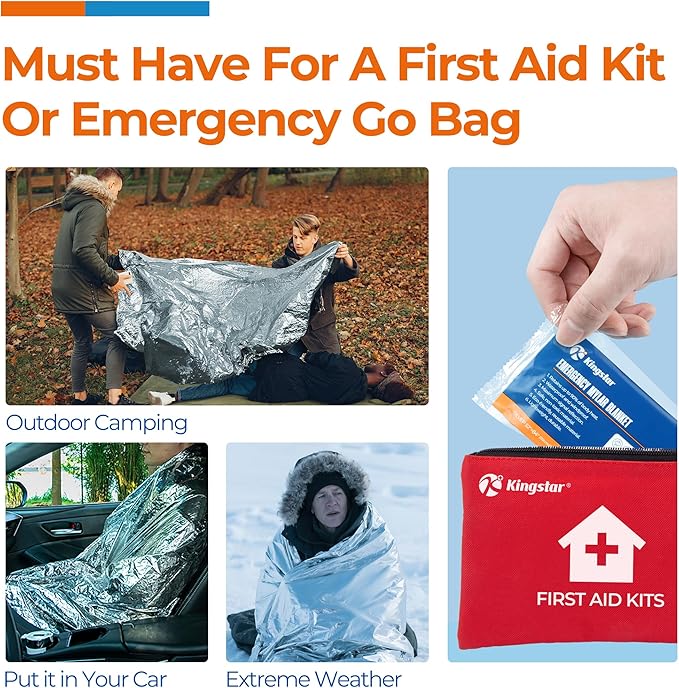 Emergency Blankets (30 Packs, 84" L x 52" W) Mylar Thermal Blankets for Survival and Protection,Space Blanket Survival Kits Camping Blanket, Ideal for Outdoors, Hiking, Survival, Marathons
