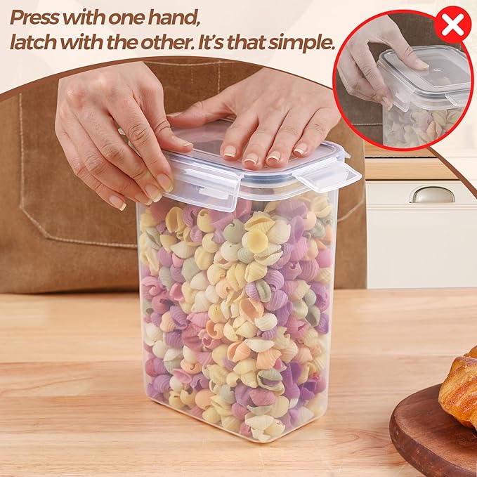 ComSaf Food Storage Containers with Lids Set of 3 (2L/67oz) (1.4L/47oz) (0.8L/27oz), Airtight Food Storage Containers, Plastic Canisters Sets for Kitchen, Pantry Organizers for Sugar, Cereal and Snack