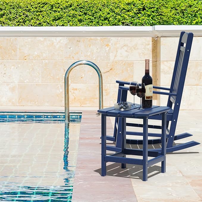 TORVA Patio Adirondack Side Table, Outdoor End Tables All-Weather Resistant HDPE Humidity-Proof Long Time Use for Deck, Lawn,Garden, Porch, Backyard End Table(Navy Blue Color-1 Tier)