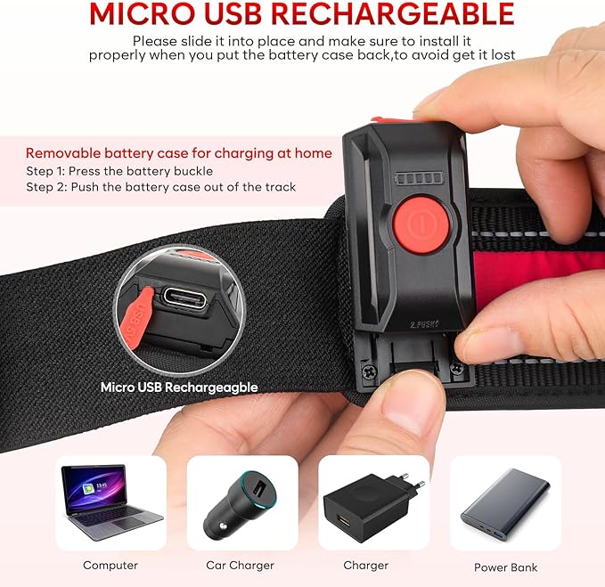 Illumifun LED Running Belt - USB Rechargeable Light Up Sash, High-Visibility Elastic Waistband Light for Running Cycling Hiking Camping Nighttime Activities