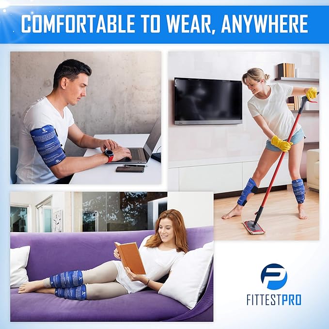 Shin Splint Ice Packs (XL Set of 2) Reusable Hot and Cold Therapy Wrap | Leg or Calf Pain Relief | Advanced Soft Gel Technology | Freezable and Microwavable | Running Injuries & Recovery