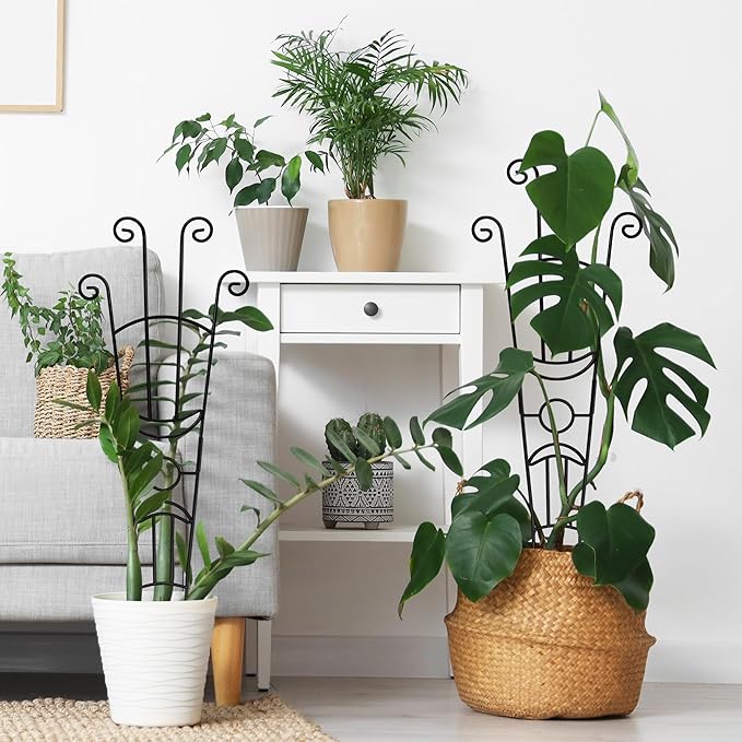 32.6in Plant Trellis for Climbing Plants Indoor, Expandable Large Metal Trellis for Potted Plants, Heavy-Duty Tall Pothos Plant Climber Support for Ivy Pothos Hoya Monstera, 4P