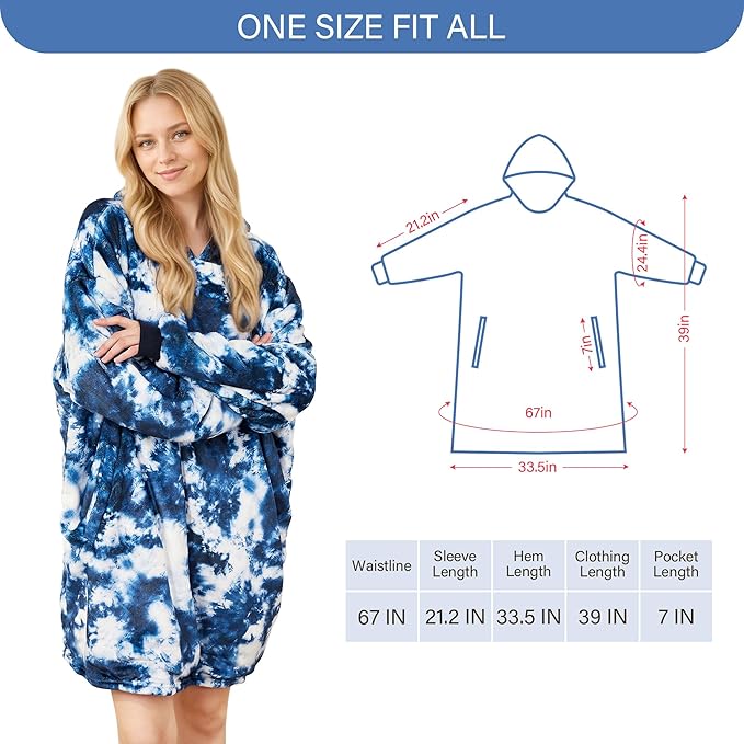 LetsFunny Blanket Hoodie,Oversized Wearable Sherpa Fleece Blanket Sweatshirt,Super Soft Warm Cozy with Giant Pocket,for Women Men Adults Teenagers Kids, One Size Fits All
