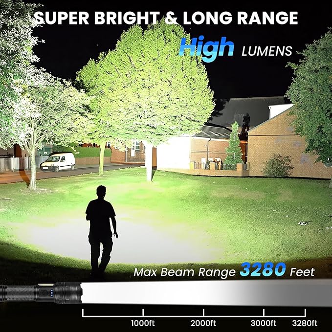 THY TRY Rechargeable LED Flashlights High Lumens, 90000LM Super Bright Flashlights with 7 Modes, High Powered Handheld Flash Light for Home Camping Hiking Night Work (2 Pack)