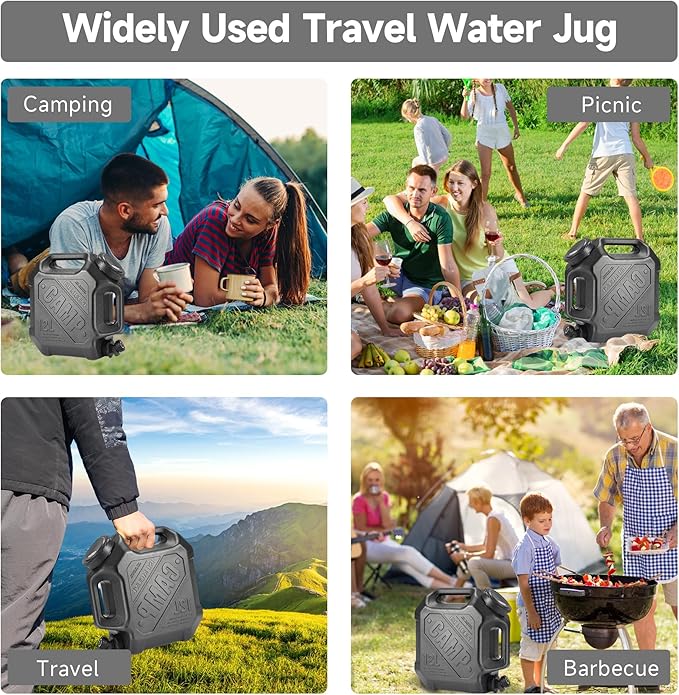 3.2 Gallon Water Jug with Spigot, Portable Water Tank BPA Free, Leak-Proof Water Containers for Camping Water Storage Containers for Emergency Outdoor Hiking Picnic, Green/Black/Yellow