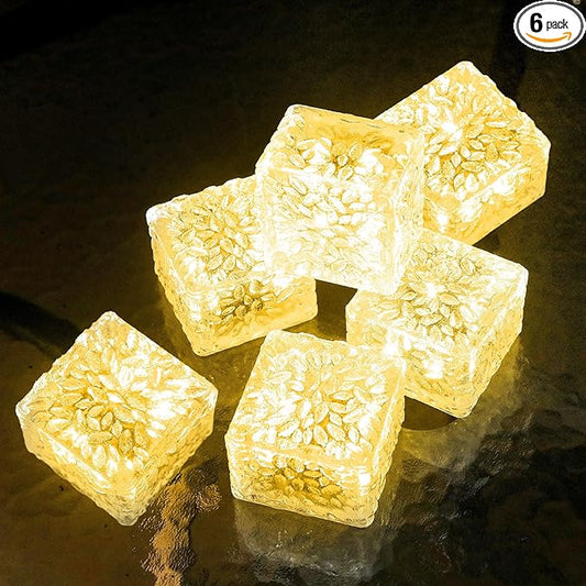 Solar Brick Lights Outdoor Waterproof Patio Brick Lights Garden Decor for Outside 6 Packs for Patio,Yard,Walkway,Pathway Decor
