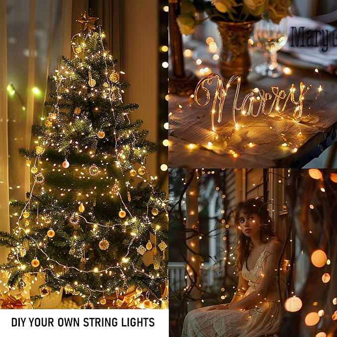 TW SHINE 66 FT 200 LED Fairy Lights for Bedroom Warm White, USB Waterproof Christmas String Lights with Remote Timer, 8 Modes Copper Wire for Indoor Outdoor Party Tree Wedding Yard Decorations