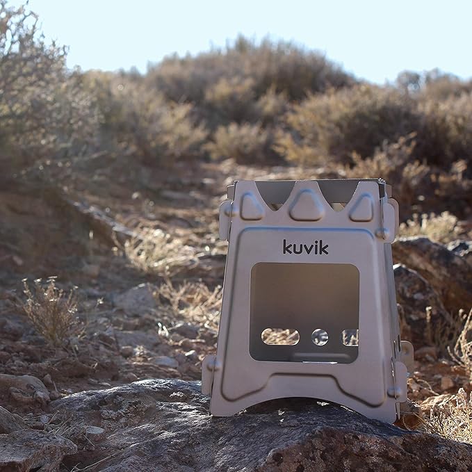 Kuvik Titanium Wood Stove - Ultralight and Compact Stove for Backpacking, Camping, and Survival