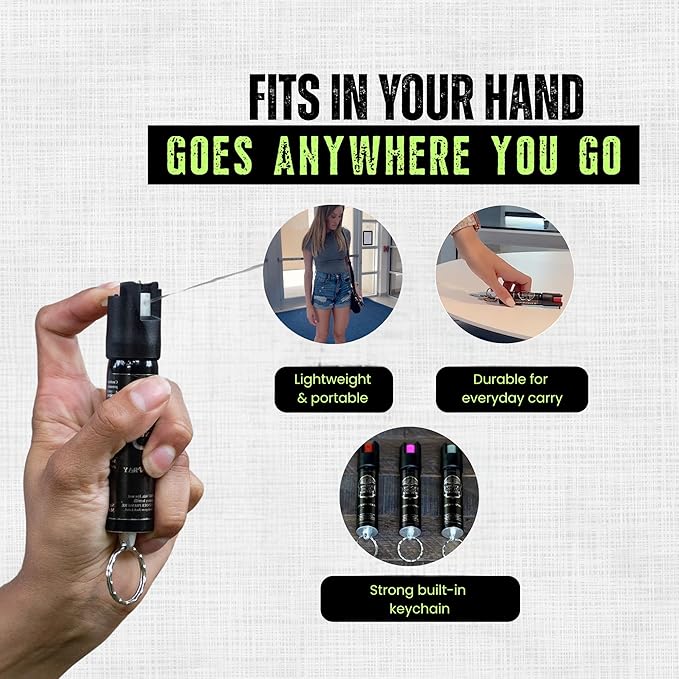 Police Magnum Compact Pepper Spray Self Defense Safety Tool- Strong Built-in Keychain Holder- Small Discreet Canister- Made in The USA- 1 Pack 3/4oz Twist Lock Keyring