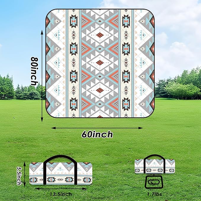 80"x60" Waterproof Picnic Blanket Large Outdoor Camping Blanket Foldable Picnic Camping Blanket Thicker Machine Washable Picnic Mat Portable Wearable for Picnics, Camping