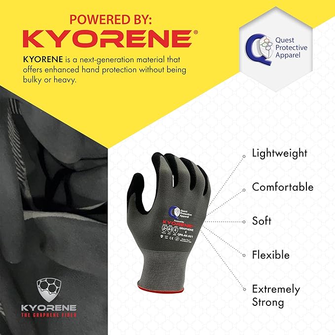 Quest Protective Apparel Cut Resistant Gloves - Puncture Resistant Cutting Gloves Work - Constructed with Graphene Technology