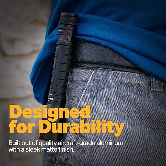 LUXPRO LP290V3 LED Flashlight - Bright 300 Lumens with 3 Light Modes - Aircraft-Grade Aluminum with IPX4 Waterproof Protection & Patented TackGrip - Camping, Outdoor, Home - Batteries Included 2 Pack