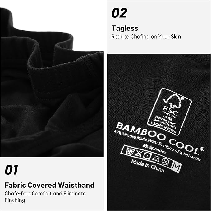 BAMBOO COOL Men's Underwear Briefs Fabric Covered Waistband Underwear Breathable Briefs with 3D Pouch Tagless Panties for Men