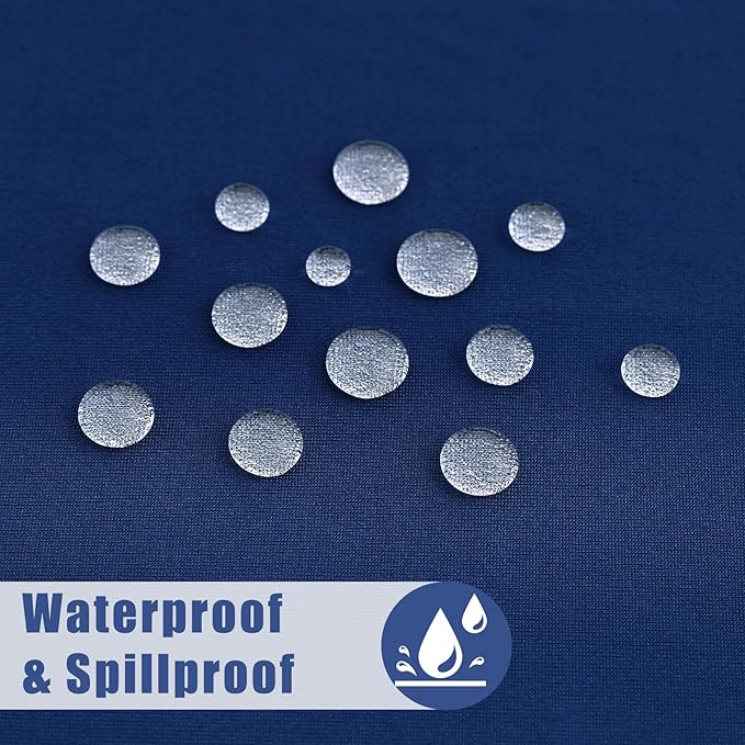 Spandex Picnic Table Cloth 2 Pack, Elastic Fitted Tablecloths for 8 Foot Rectangle Tables, Stretch Washable Patio Table Cover for Outdoor, Camping, Banquet and Parties (Navy, 30"x96")