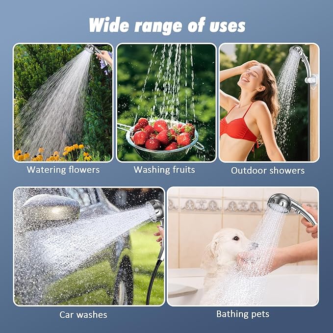 Portable Outdoor Shower, 2600mAh Battery Powered Camping Shower, Rechargeable Shower Pump with Adjustable Shower Head for Outdoor Shower Camp,Hiking Beach,Travel,Car Washing,Pet Bath,Garden